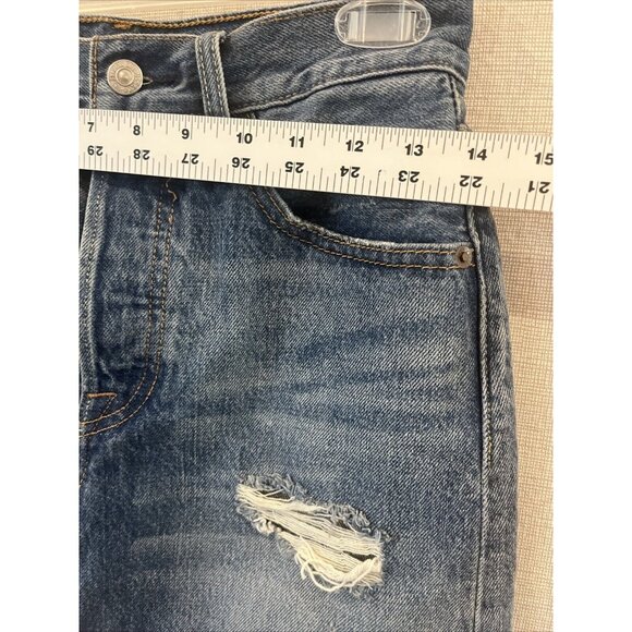 Levi’s Denim Mini Skirt Distressed, Raw Hem, Sz 26 - Picture 6 of 12